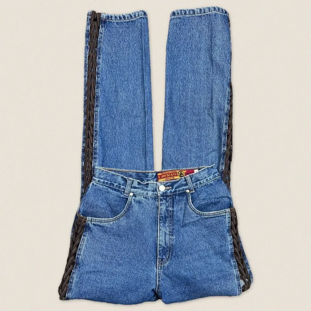 Vintage Western Law Man Slim Fit Blue Jeans 9 - Size 26 x 33‎